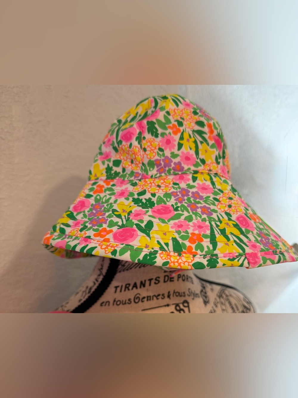 Cat And Jack Baby Girl Reversible Floral Sun Hat Pink 24 Months - Picture 3 of 7